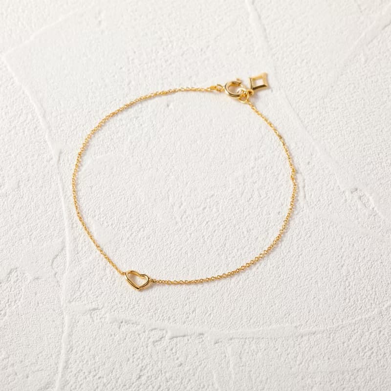 line heart bracelet GD ニッケルフリーブレスレット　大人なハートのブレスレット　ゴールド