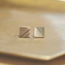 純銀條紋珐瑯耳環-一對/可改夾