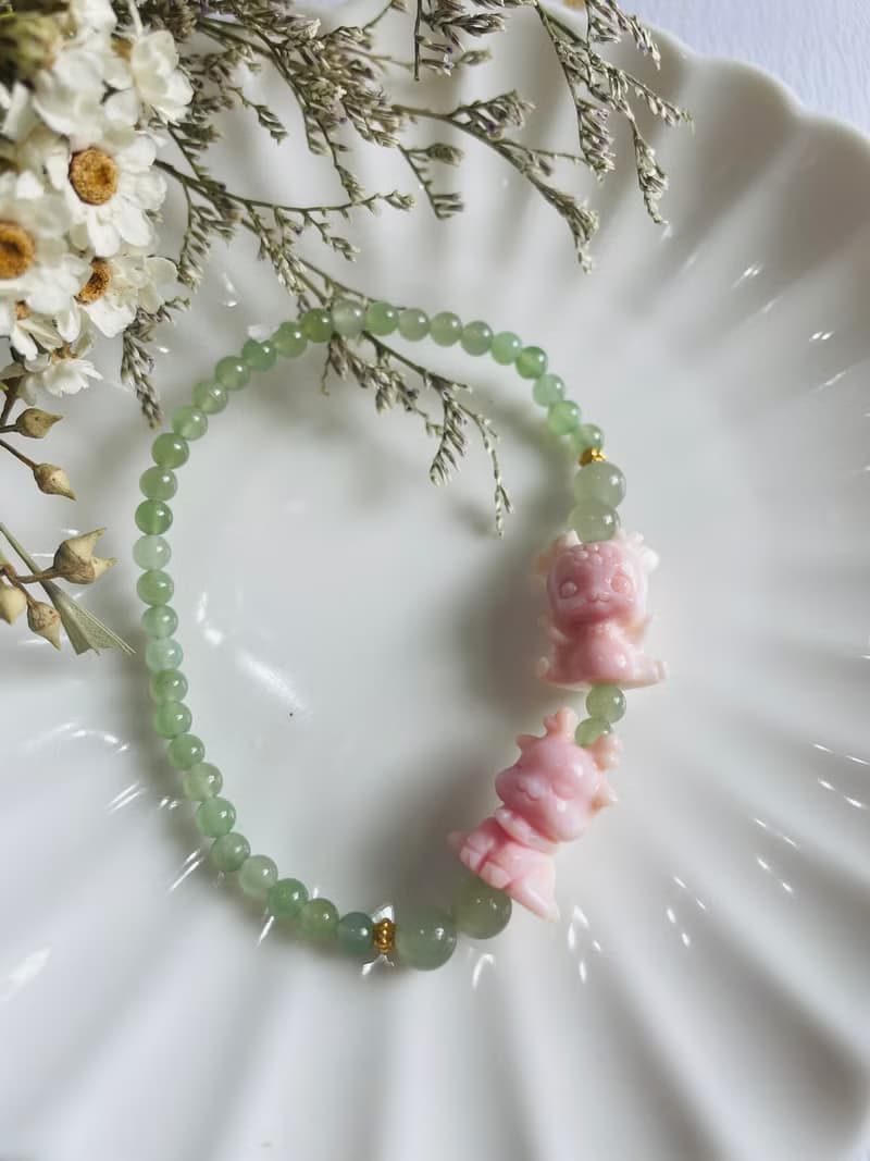 奈良小鹿春日碧绿  碧玉女王貝胭脂貝手鍊手串