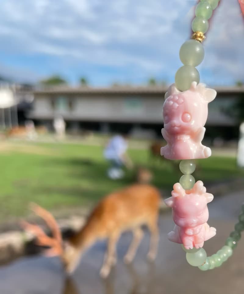 奈良小鹿春日碧绿  碧玉女王貝胭脂貝手鍊手串