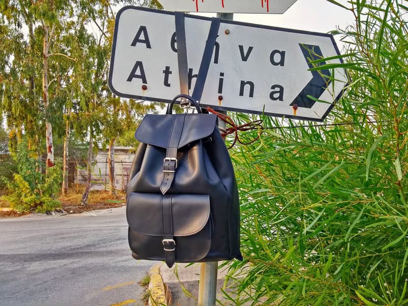 Extra Large Leather Backpack, College Backpack, Black Leather Backpack Handmade
