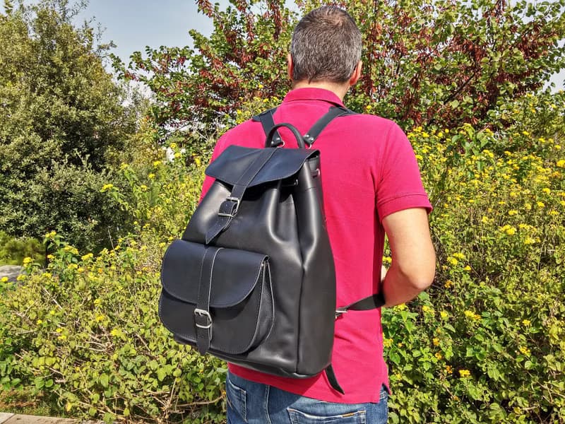 Extra Large Leather Backpack, College Backpack, Black Leather Backpack Handmade