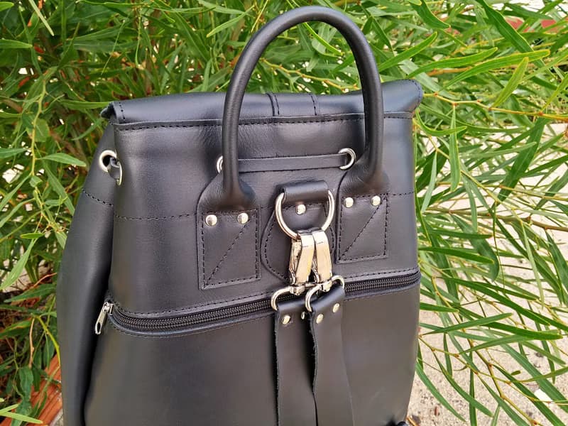 Extra Large Leather Backpack, College Backpack, Black Leather Backpack Handmade