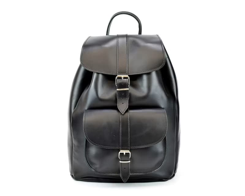 Extra Large Leather Backpack, College Backpack, Black Leather Backpack Handmade