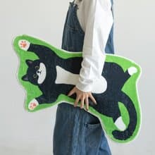 貓咪地墊/手繪奶牛貓地毯/可當進門防滑墊/床邊墊/桌毯