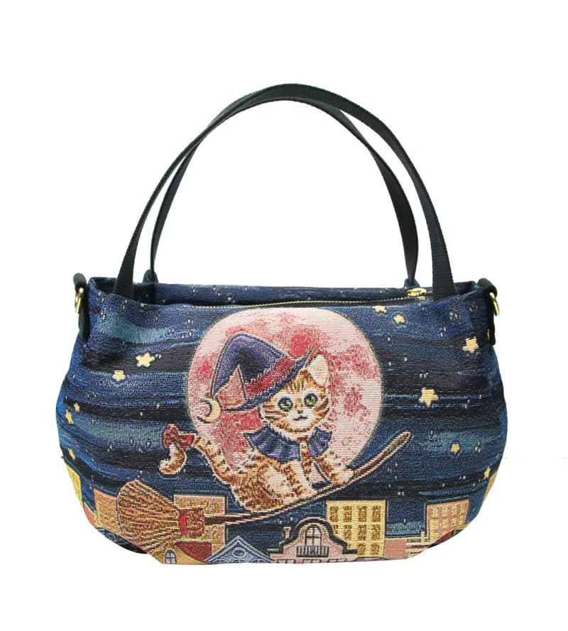 斜背包 南瓜 / 防潑水 平織緹花 魔女小星貓