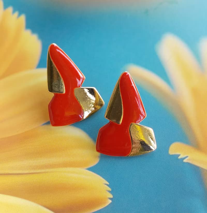 Vintage Jewelry 西洋古董飾品 復古普普 拼接 針式耳環