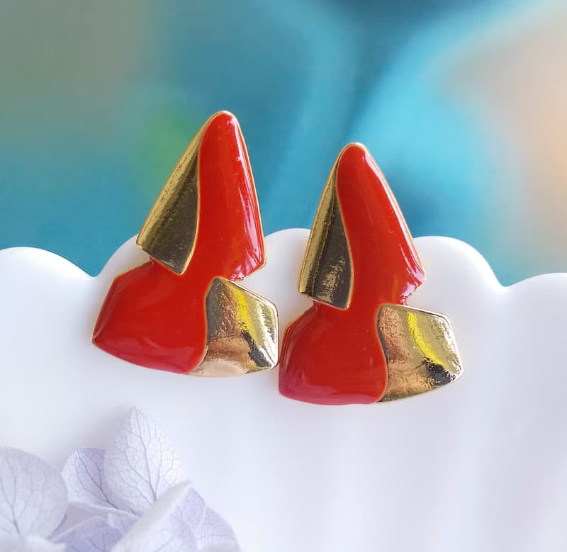 Vintage Jewelry 西洋古董飾品 復古普普 拼接 針式耳環
