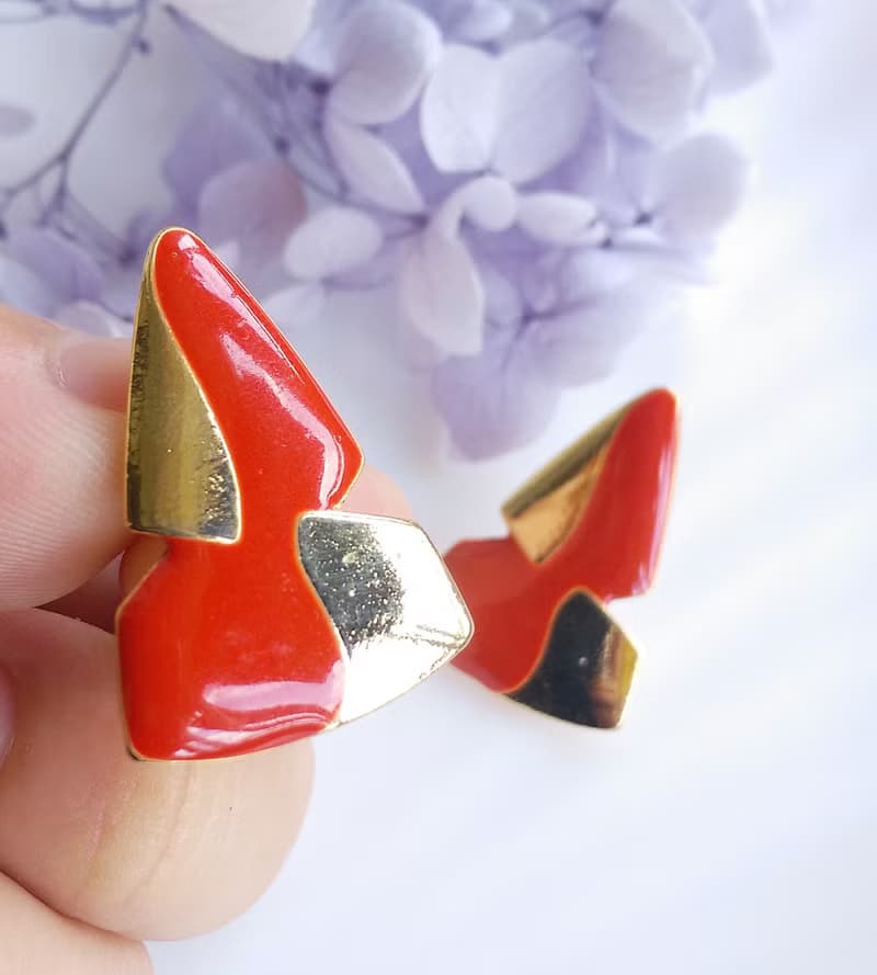 Vintage Jewelry 西洋古董飾品 復古普普 拼接 針式耳環