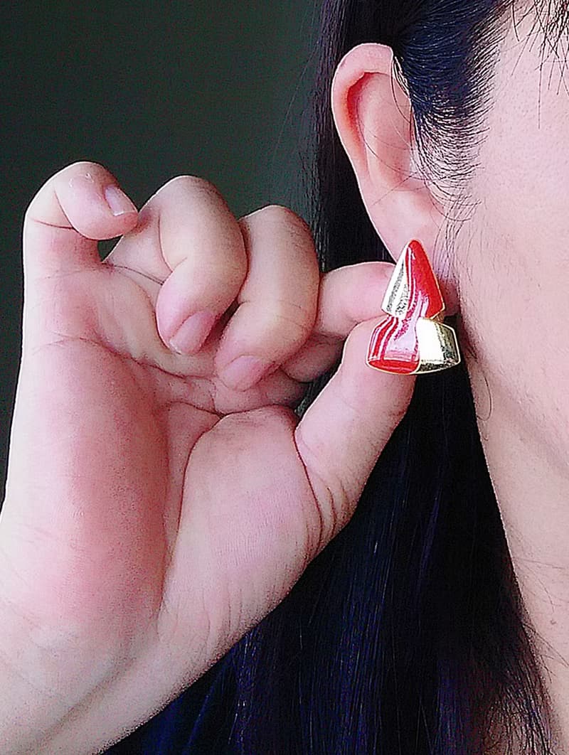 Vintage Jewelry 西洋古董飾品 復古普普 拼接 針式耳環