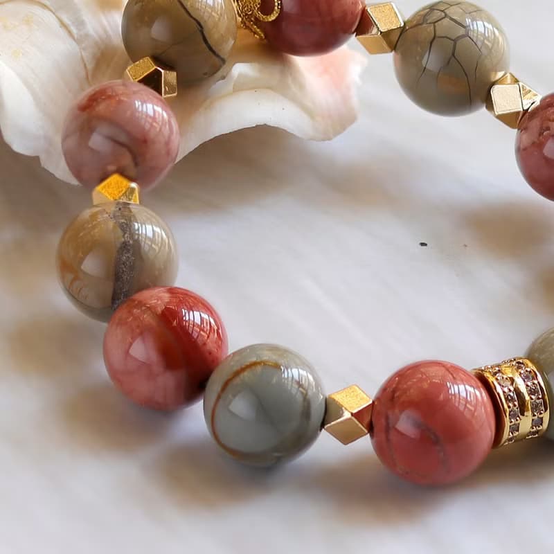 ||戈壁瑪瑙阿拉善||設計款開運能量水晶手鍊