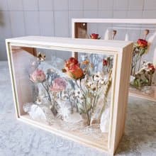 聖誕送禮【花園A】玫瑰花框透窗盒(粉)-粉玫瑰VS.法國小白梅