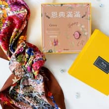 【祝福禮盒】 恩典滿滿絲巾配英文字G絲巾扣禮盒 - GRACE