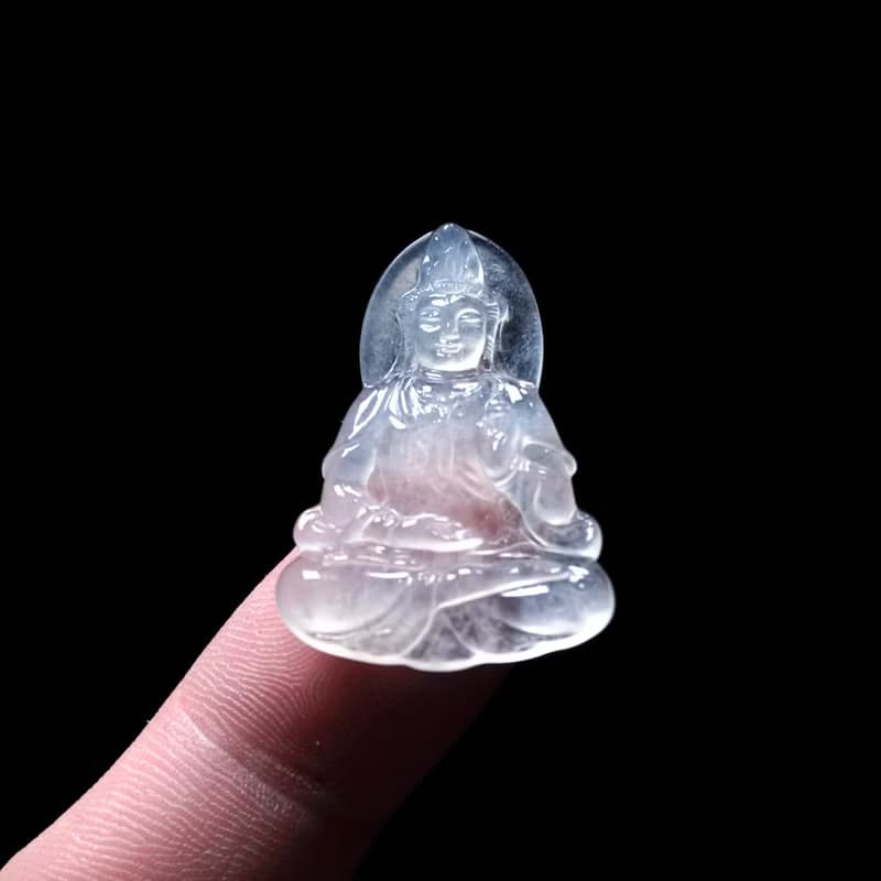 玻璃種翡翠精雕觀音菩薩 | 天然緬甸玉翡翠A貨 | 送禮