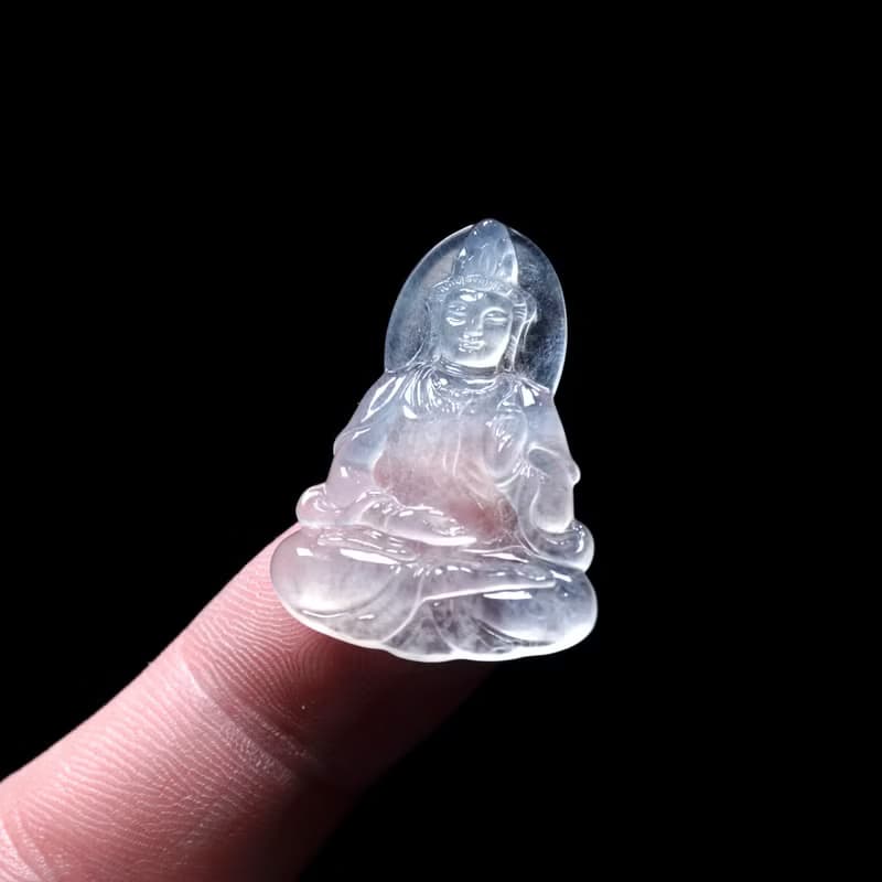 玻璃種翡翠精雕觀音菩薩 | 天然緬甸玉翡翠A貨 | 送禮