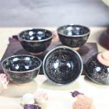 【母親節禮物】50ml 鏽斑油滴天目 中式茶杯五入組 名家葉敏祥作