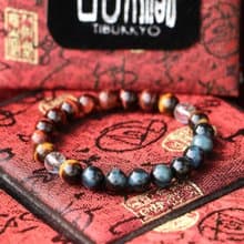 黃藍紅三色虎眼石手珠 8mm 白水晶隔珠 藍虎眼石 佛珠 手鍊 設計