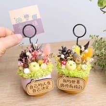 軟陶小日鳥-乾燥花金蛋/粉蛋盆栽名片夾 附字牌 桌花兒童生日禮物