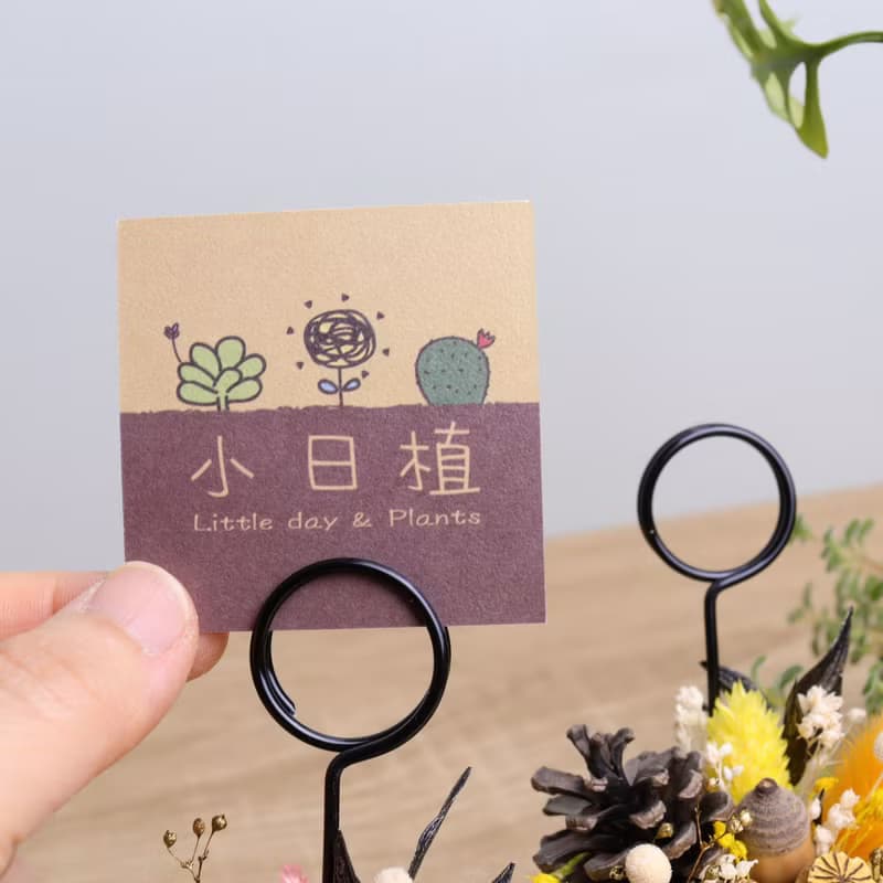 軟陶小日鳥-乾燥花金蛋/粉蛋盆栽名片夾 附字牌 桌花兒童生日禮物