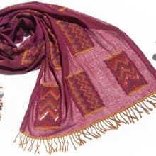喀什米爾Cashmere/水煮羊毛披肩/針織圍巾/刺繡圍巾/羊絨披巾-花