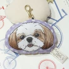 西施犬~布料吊飾~啾啾叫~鑰匙圈狗玩具