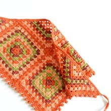 鉤針夏季圍巾頭巾奶奶方形橙色