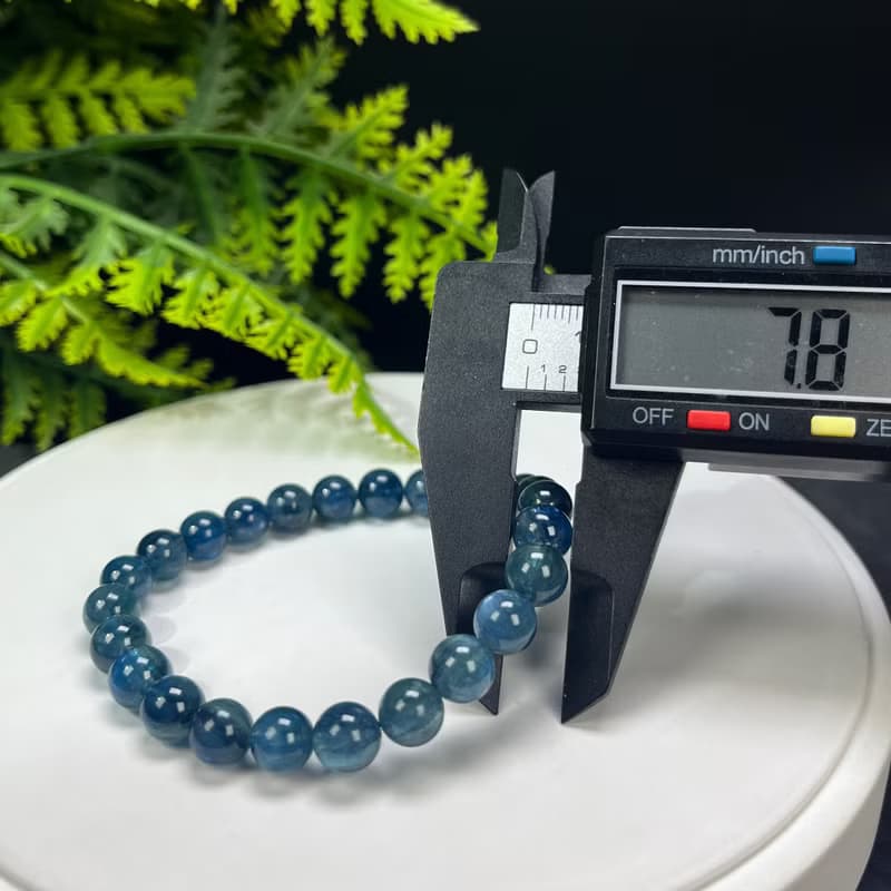 高品質透體藍晶石手串顆顆貓眼綠藍晶石手鏈單圈女藍綠手珠 7.8mm