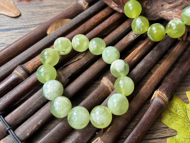 【一物一圖】天然 16mm 青提奶蓋 岫玉 手鍊
