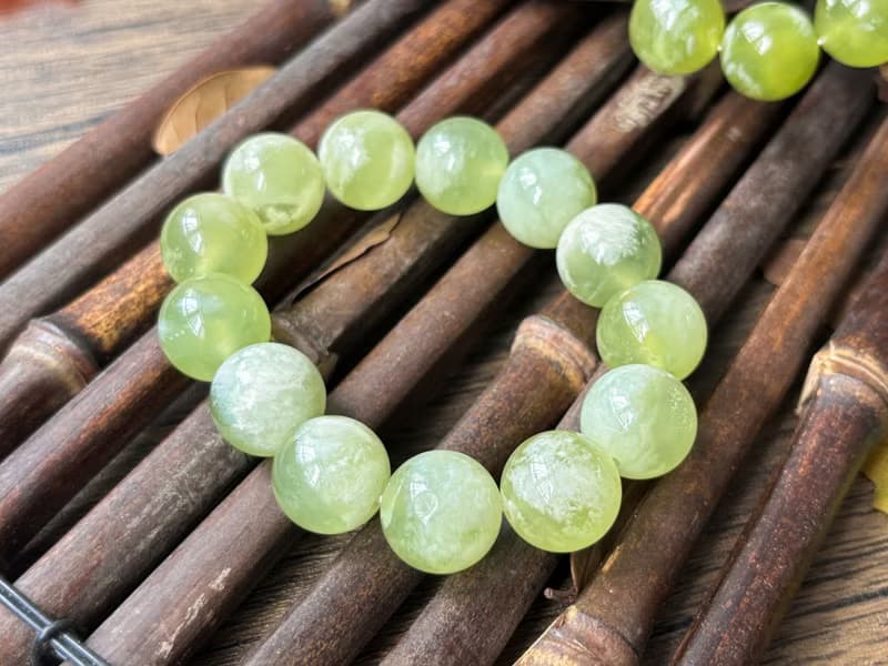 【一物一圖】天然 16mm 青提奶蓋 岫玉 手鍊