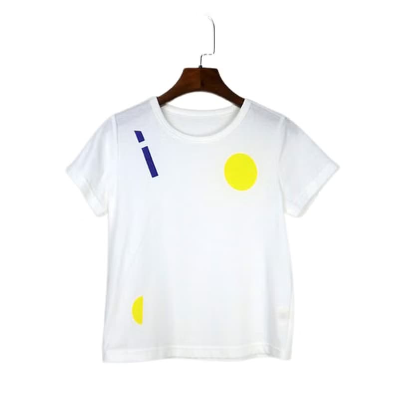 【出清優惠】幾何元素彩繪棉T  白/藍