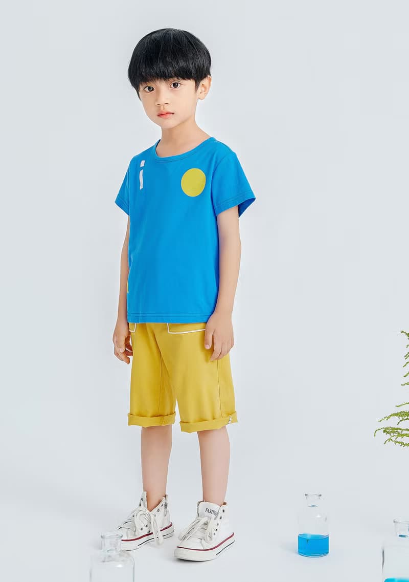 【出清優惠】幾何元素彩繪棉T  白/藍