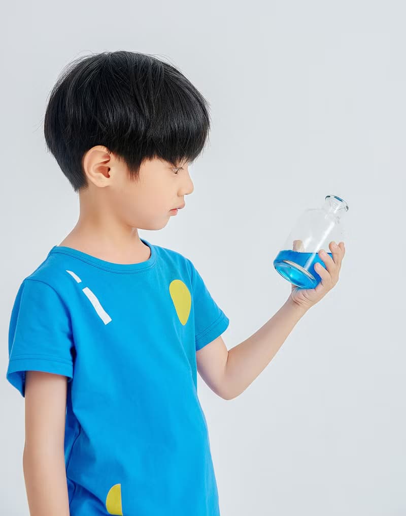 【出清優惠】幾何元素彩繪棉T  白/藍