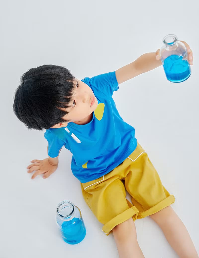 【出清優惠】幾何元素彩繪棉T  白/藍