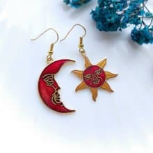 Vintage Jewelry 西洋古董飾品 星星月亮款 景泰藍 耳勾 針式耳環