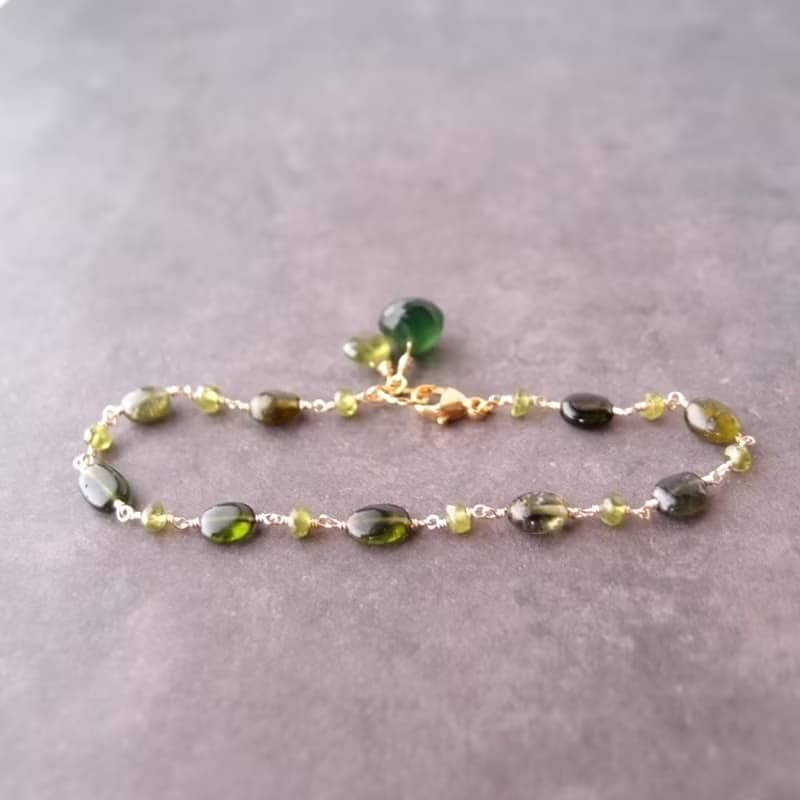 【K14gf】Tourmaline × Vesuvianite  トルマリン×ヴェスビアナイト ブレスレット　Green