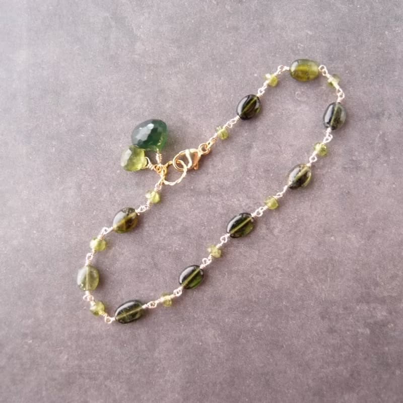 【K14gf】Tourmaline × Vesuvianite  トルマリン×ヴェスビアナイト ブレスレット　Green