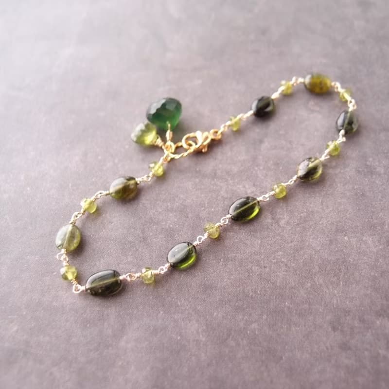 【K14gf】Tourmaline × Vesuvianite  トルマリン×ヴェスビアナイト ブレスレット　Green