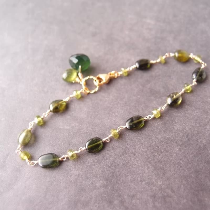 【K14gf】Tourmaline × Vesuvianite  トルマリン×ヴェスビアナイト ブレスレット　Green