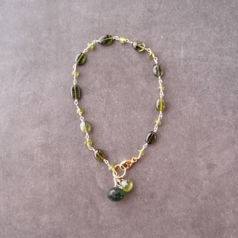 【K14gf】Tourmaline × Vesuvianite  トルマリン×ヴェスビアナイト ブレスレット　Green
