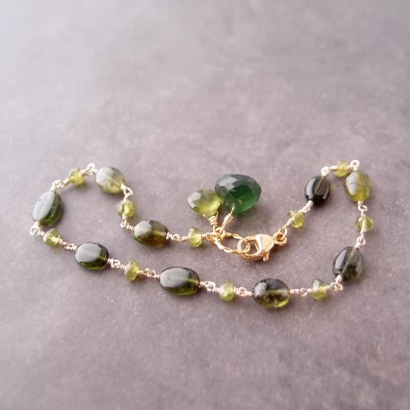 【K14gf】Tourmaline × Vesuvianite  トルマリン×ヴェスビアナイト ブレスレット　Green