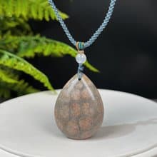 天然 水滴珊瑚玉吊墜 冰潤高瓷檸檬片 雙面橘灰菊花石項錬 招財運