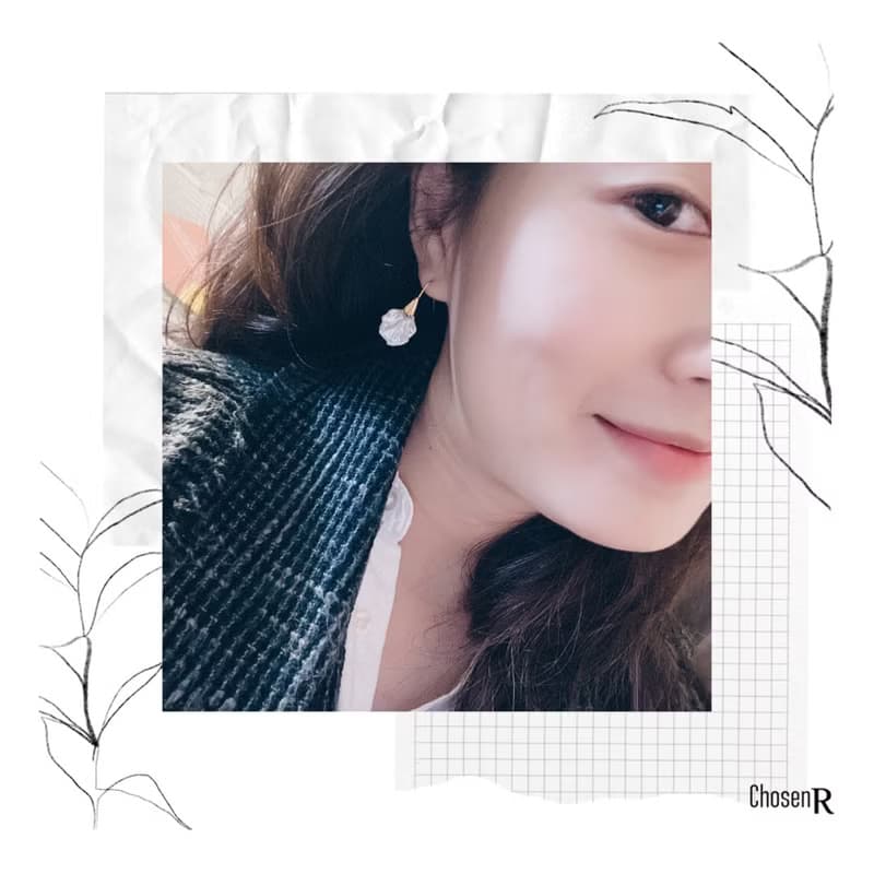人魚公主。貝殼仿珍珠垂墜耳環