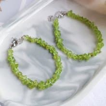 橄欖石隨形半銀設計手鍊