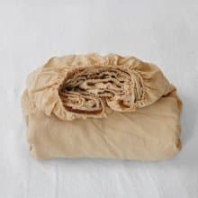 Caramel linen fitted sheet / Softened linen bed sheet / Deep pocket