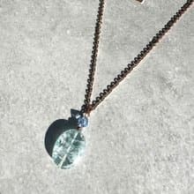 水晶 項鍊 香水瓶 簡約 優雅 精緻 裂紋 藍色 18K玫瑰金
