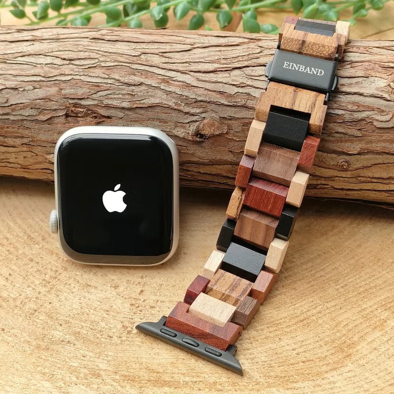 【木製バンド】EINBAND AppleWatch アップルウォッチ 天然木バンド 木のベルト 20mm MIX WOOD【A】