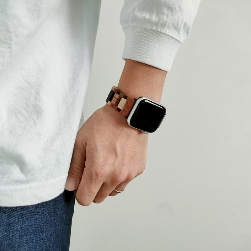 【木製バンド】EINBAND AppleWatch アップルウォッチ 天然木バンド 木のベルト 20mm MIX WOOD【A】