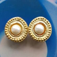 Vintage Jewelry 西洋古董飾品 GENNARO 啞光 仿珠 夾式耳環