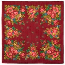 Original Pavlovo Posad Russian Shawl 100% Wool Woolen Scarf 115x115 cm 1847-5