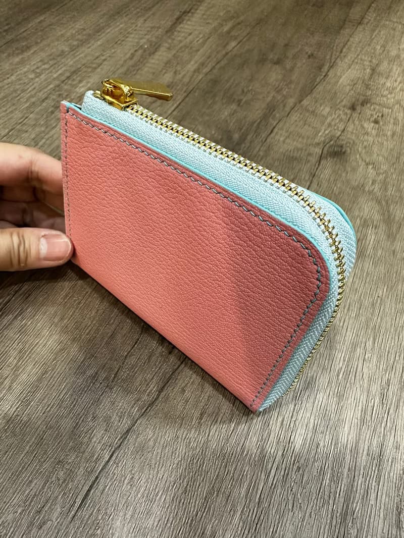 L型短夾 零錢包 隨手包 L型拉鍊包 (進口法國羊皮)